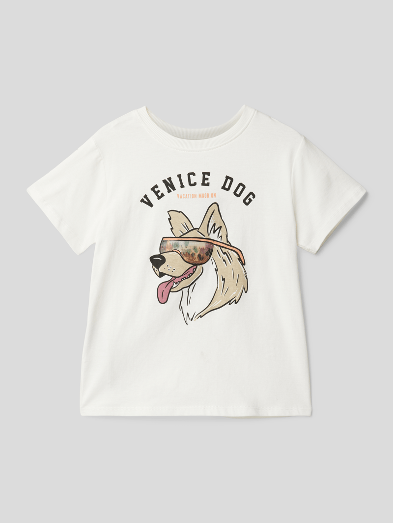 T-Shirt mit Motiv-Print Modell 'venice' in ecru