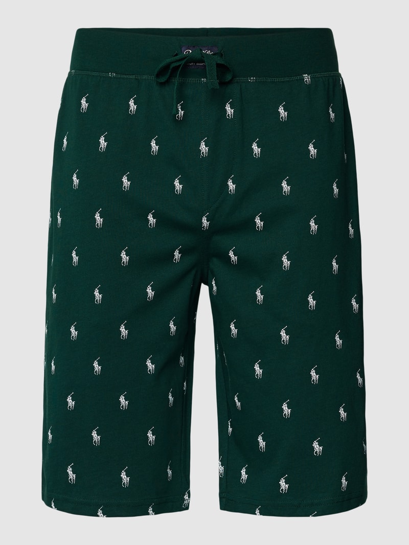 Slim Fit Sweatshorts mit Allover-Print Modell 'LIQUID in dunkelgrün