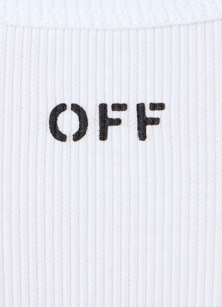 Canotta testurizzata a coste Off-White Off Stamp con logo