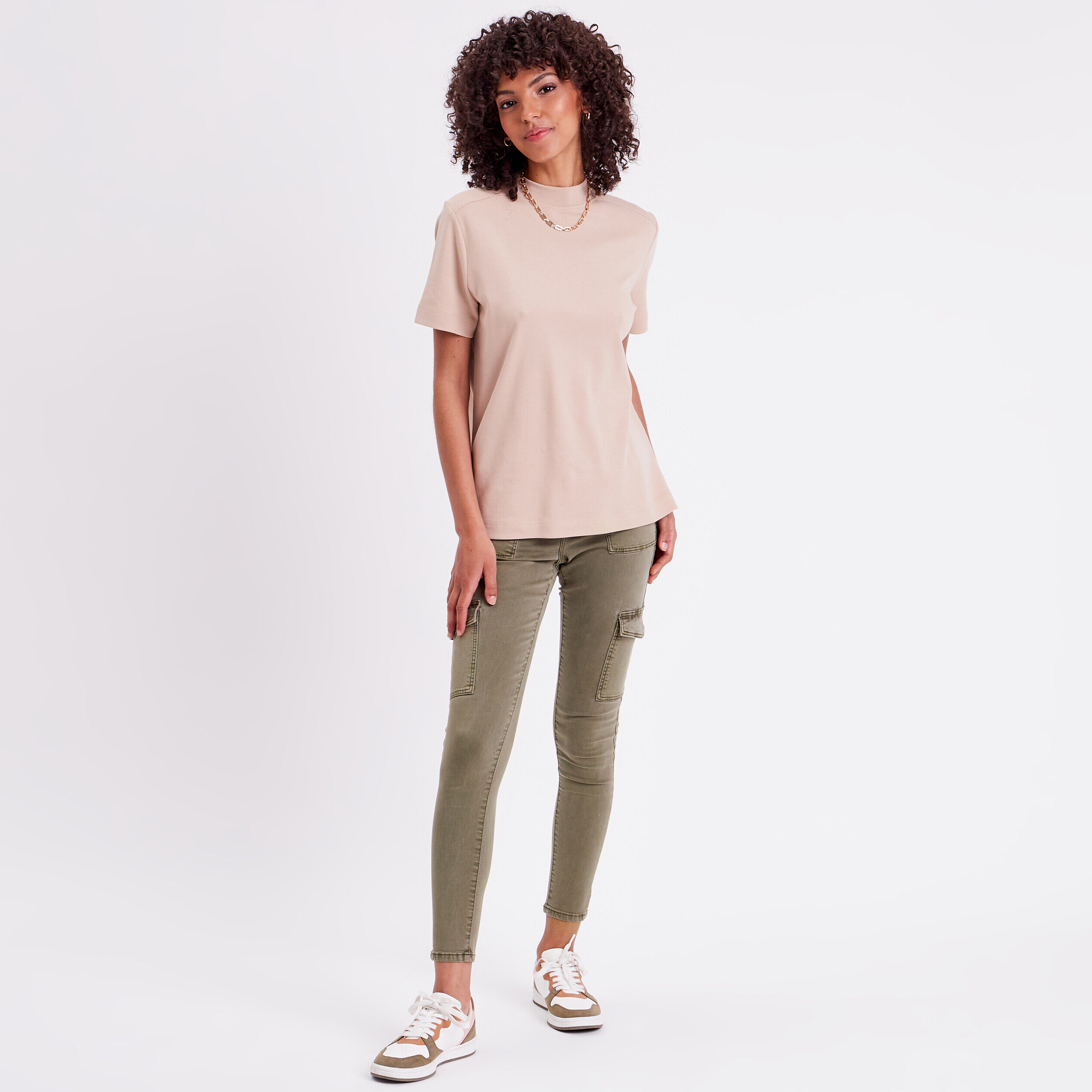 Pantalon skinny poches cargo vert kaki femme | Cache Cache