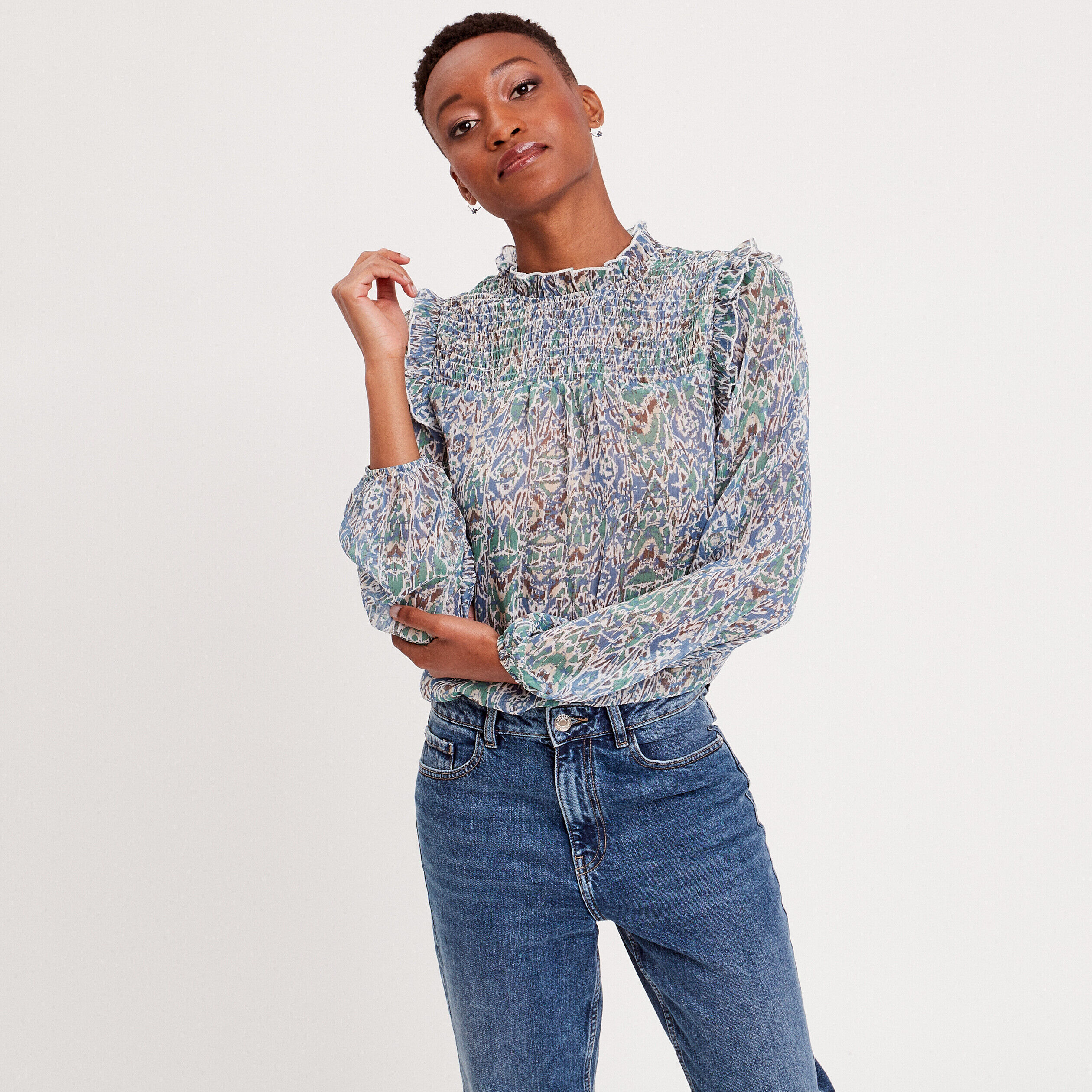 Blouse manches longues blanc femme | Cache Cache