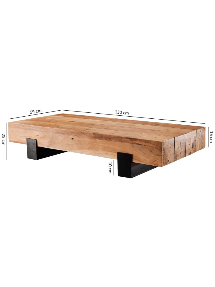 KADIMA DESIGN Couchtisch 130x59x25cm Massivholz / Metall Sofatisch, Design günstig kaufen onesize