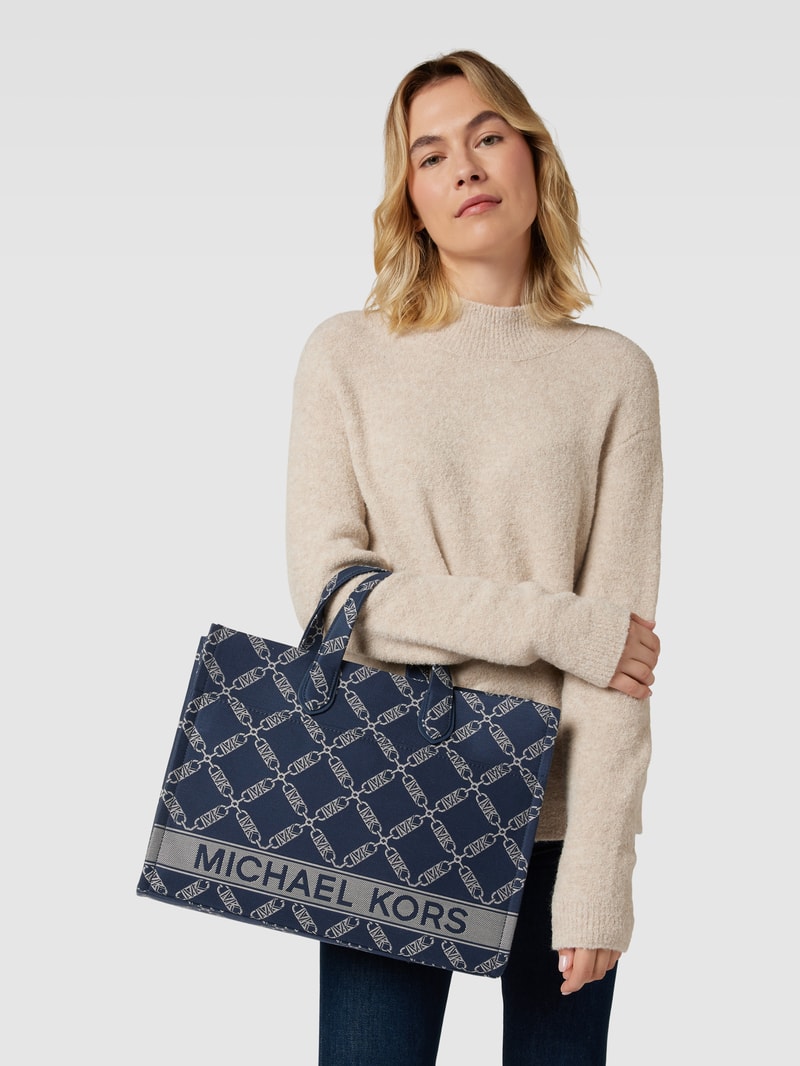Tote Bag mit Allover-Muster Modell 'GIGI' in marineblau