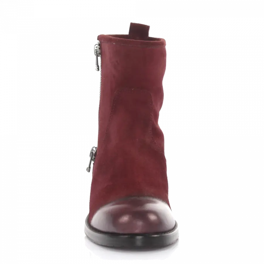 Jimmy Choo - Stiefel Kalbsleder Veloursleder Finished Logo Zierreißverschluss bordeaux - rot