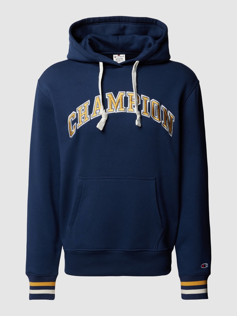 Hoodie mit Label-Stitching in marineblau