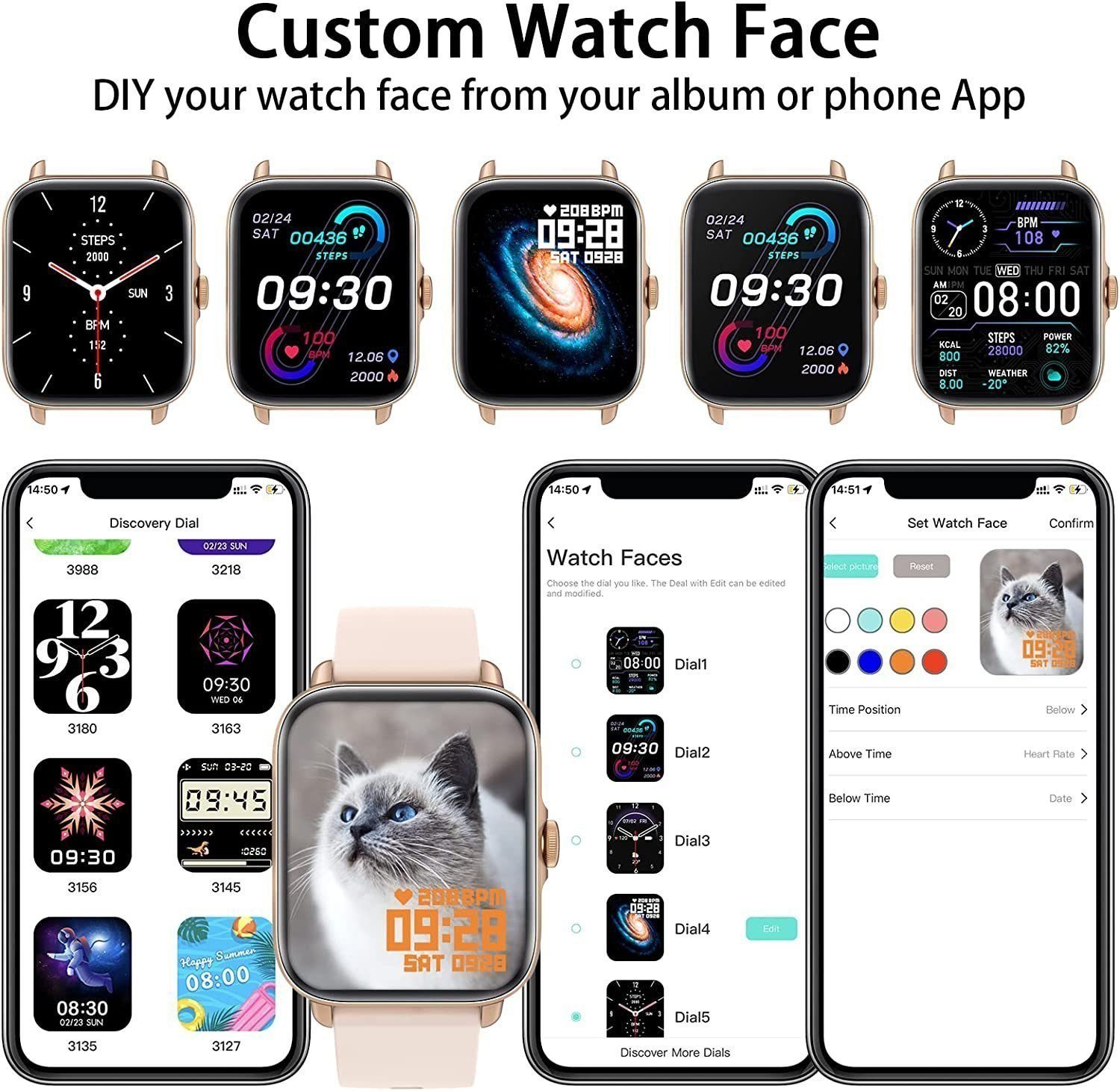 IBETTER Smartwatch, Fitness Tracker Damen Herren Uhren Watch für Android IOS, Smartwatch (Fitness Tracker Uhr 1.69