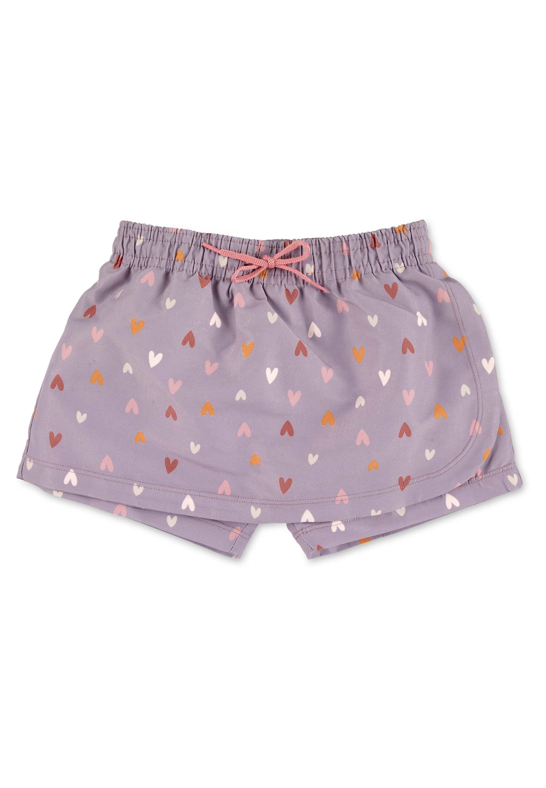 Badeshorts in Lila mit Herzchen Muster