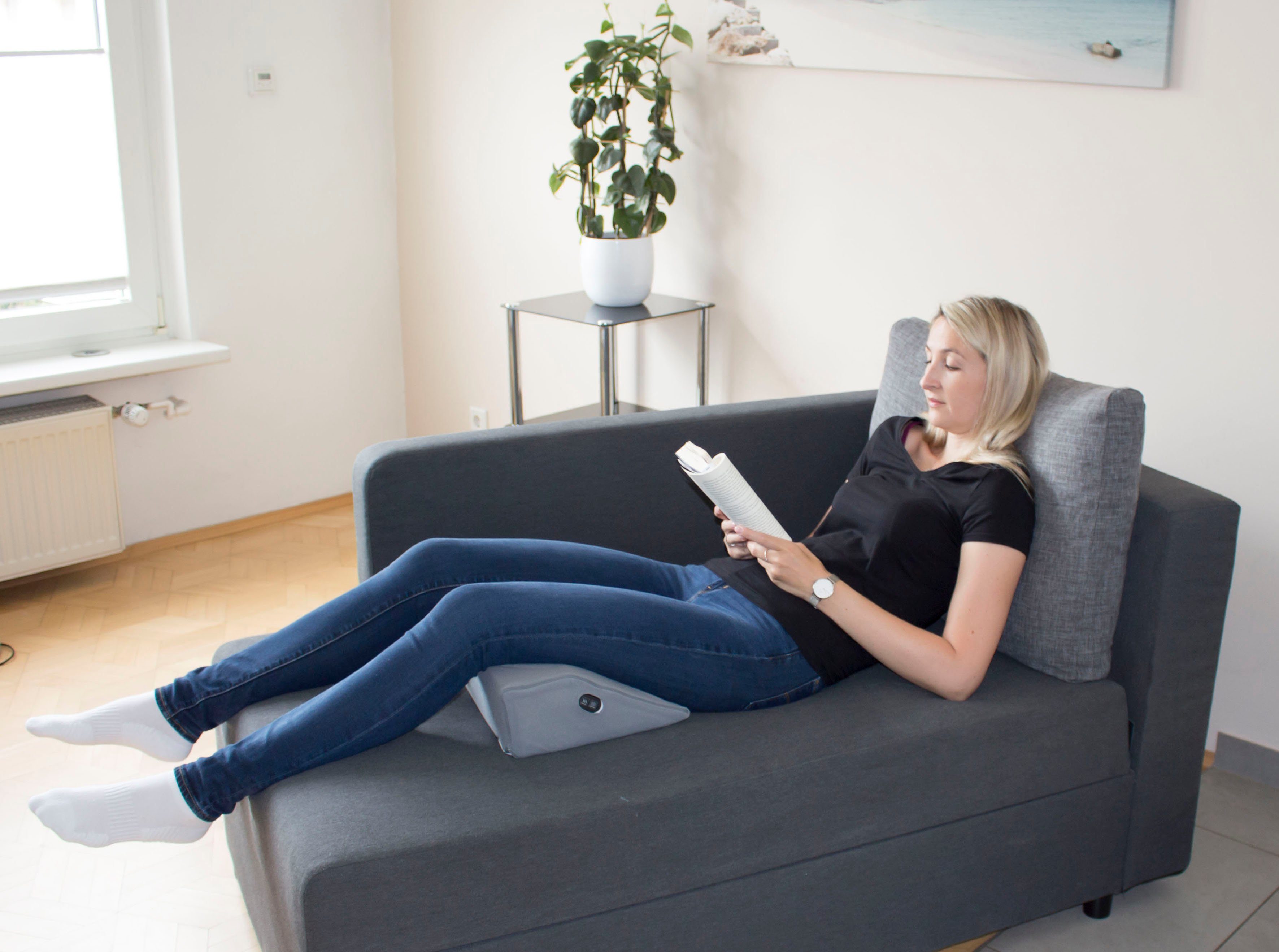 Hydas Sitzheizkissen Trapezkissen mit Wärme und Massage, Mit GRATIS Schlafbrille