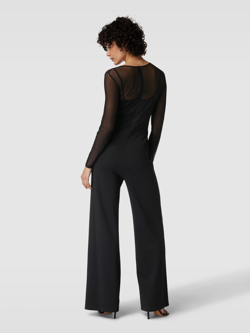 Jumpsuit mit semitransparentem Oberteil in black