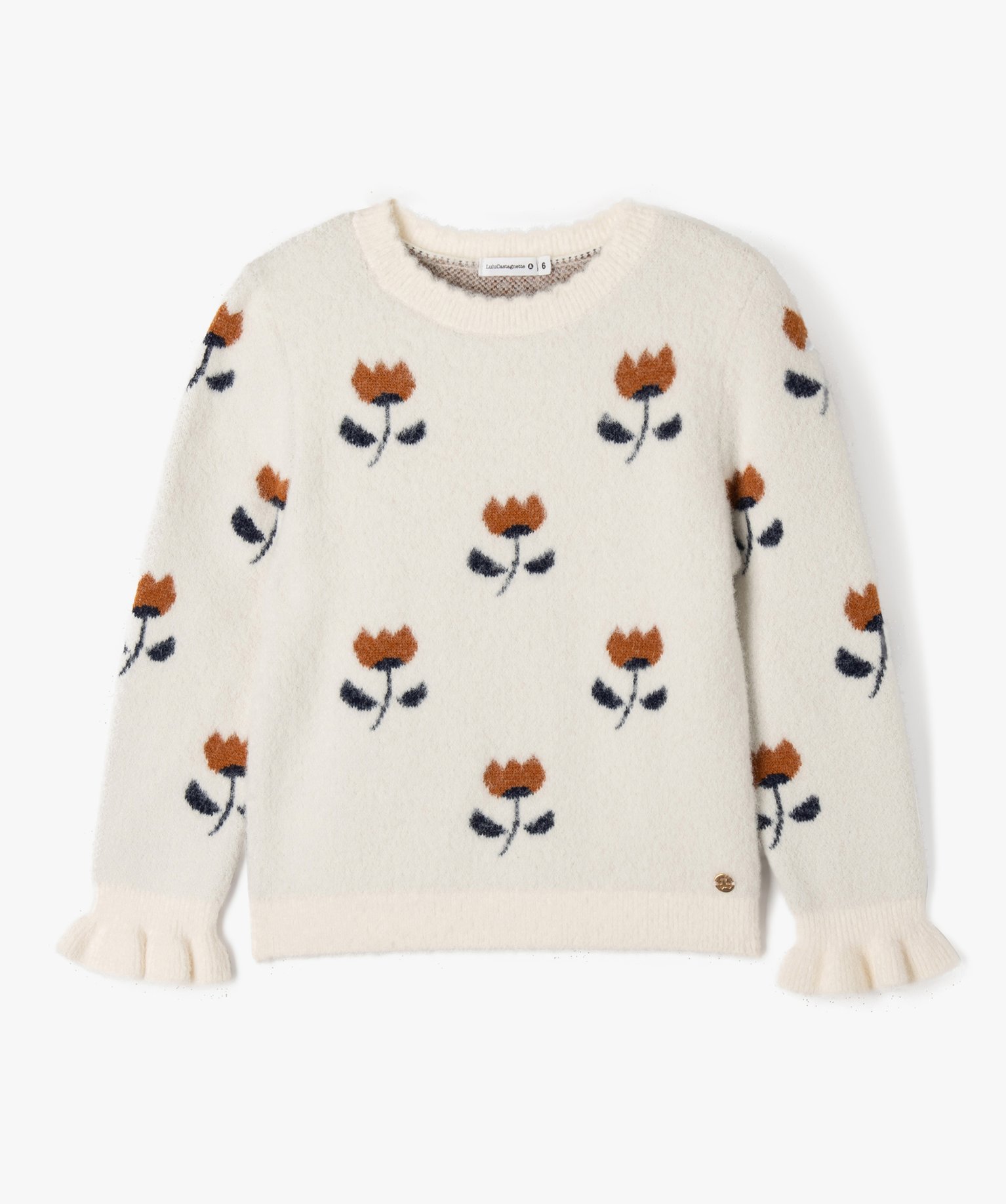 Pull douillet à motifs fleuris fille - LuluCastagnette ecru | GEMO