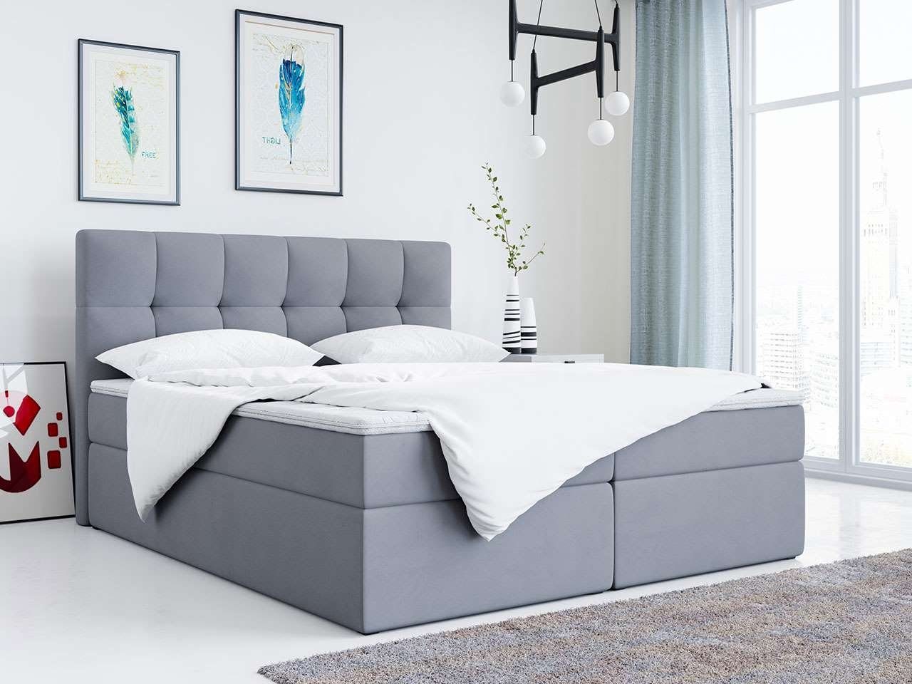 MKS MÖBEL Boxspringbett Rico, mit Bettkasten, Doppelbett mit Multipocket-Matratze und Topper