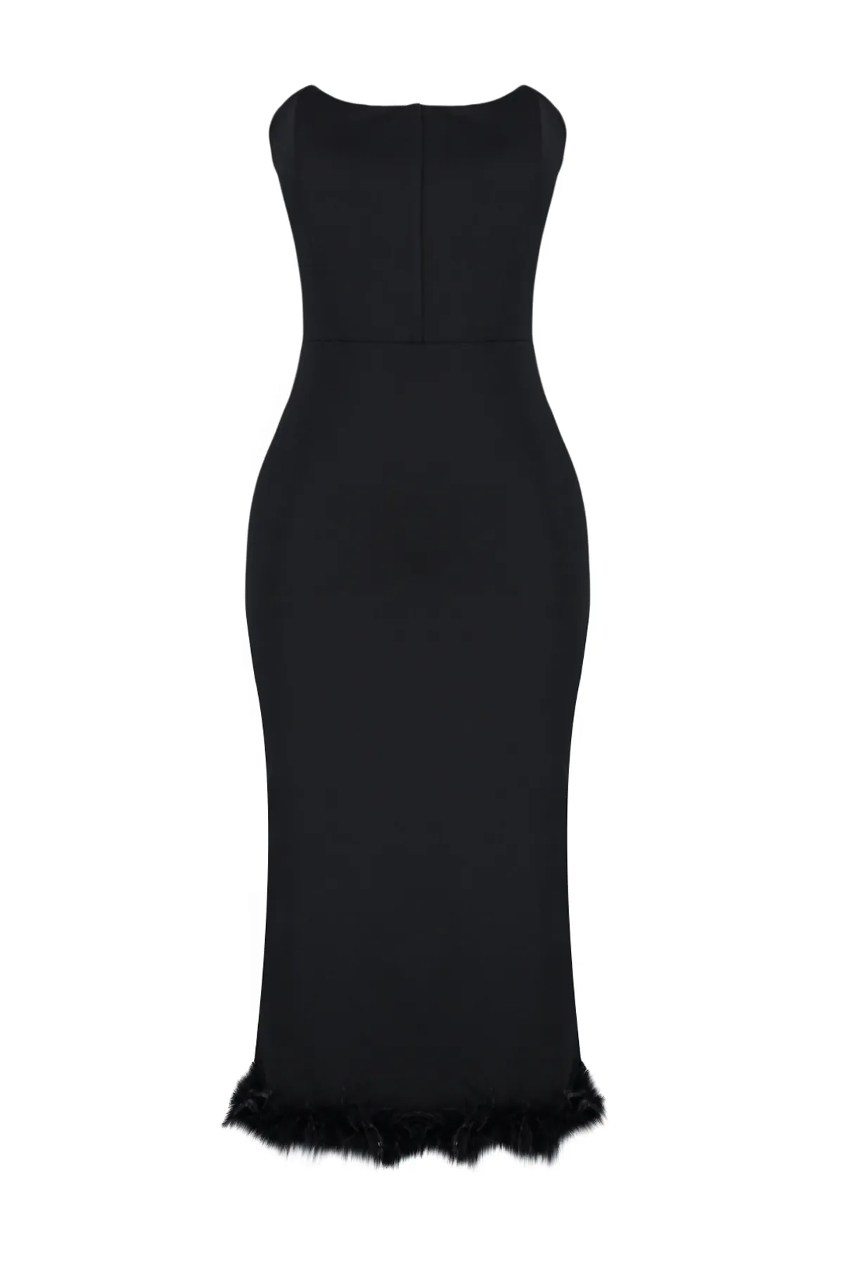 Trendyol Collection  Schwarzes, tailliertes, gewebtes Korsett-detailliertes, elegantes Abendkleid mit Otriches TPRAW24EL00182