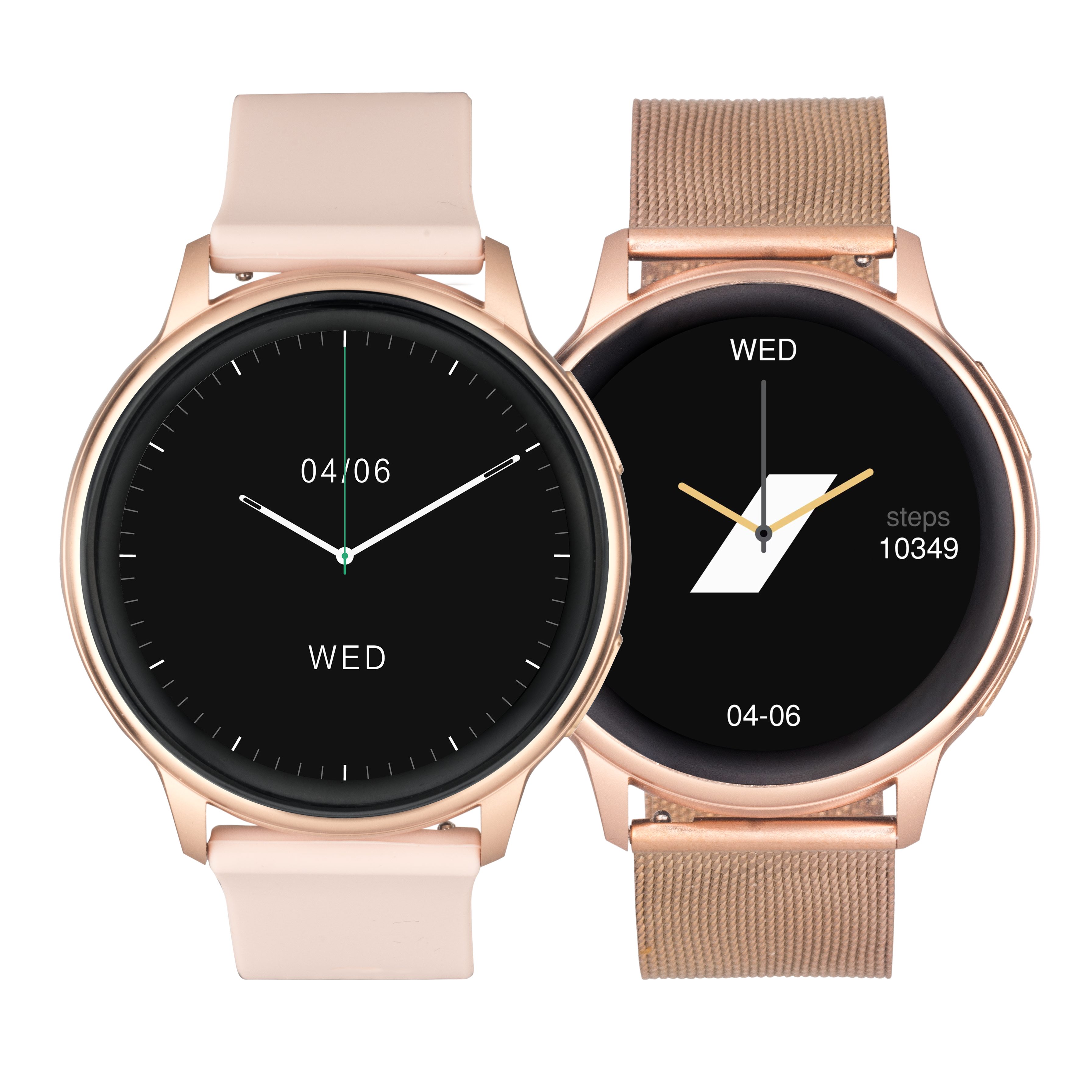Levowatch F2 Damen Smartwatch (3,3 cm/1,3 Zoll, Android / iOS), Telefonie, Thermometer, inkl. Wechselarmband, Alu-Umrandung, Echtzeit-Puls, Hochauflösend 392dpi, Musiksteuerung, 2x Armbänder