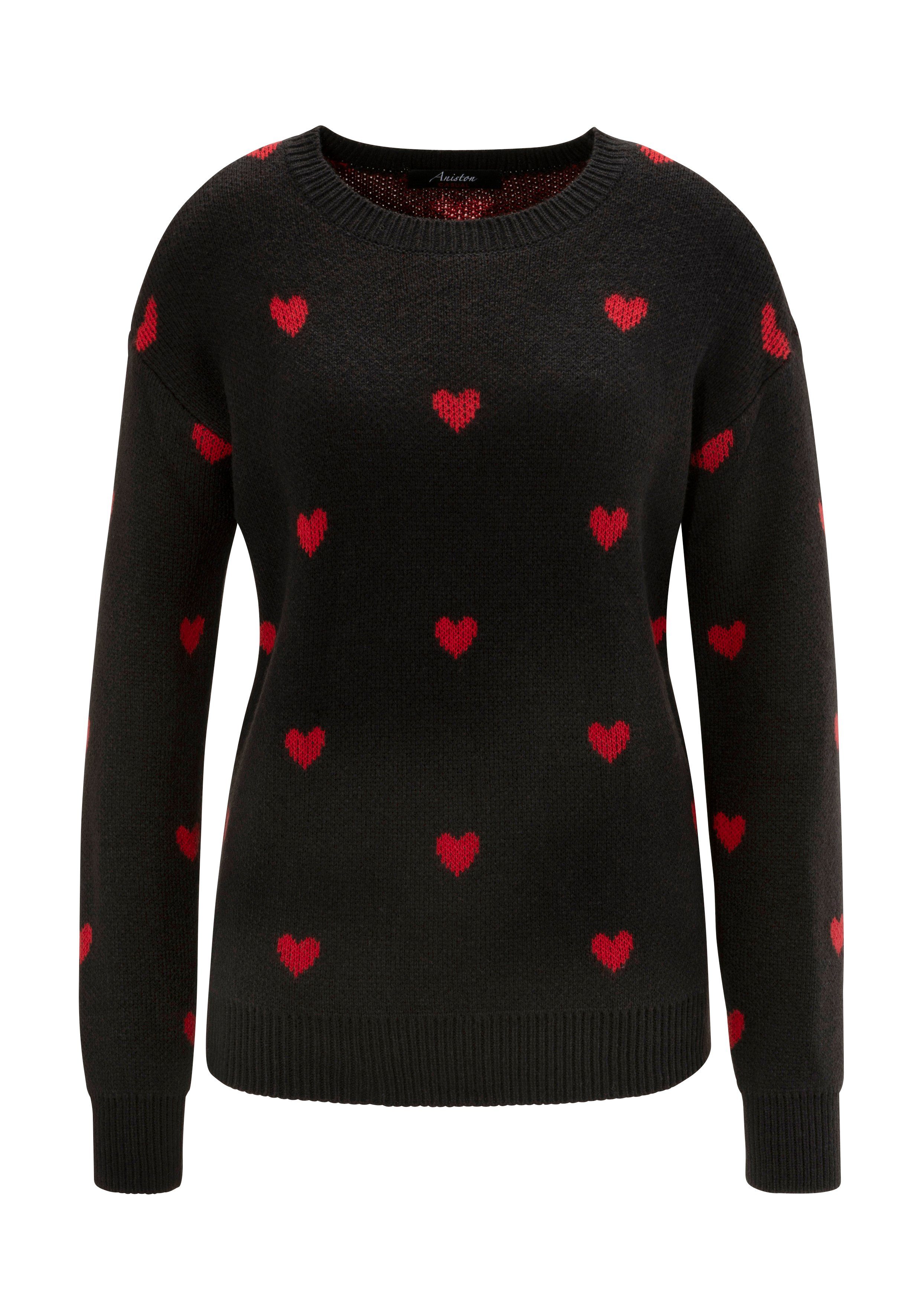 Aniston CASUAL Strickpullover mit eingestrickten Herzchen - NEUE KOLLEKTION