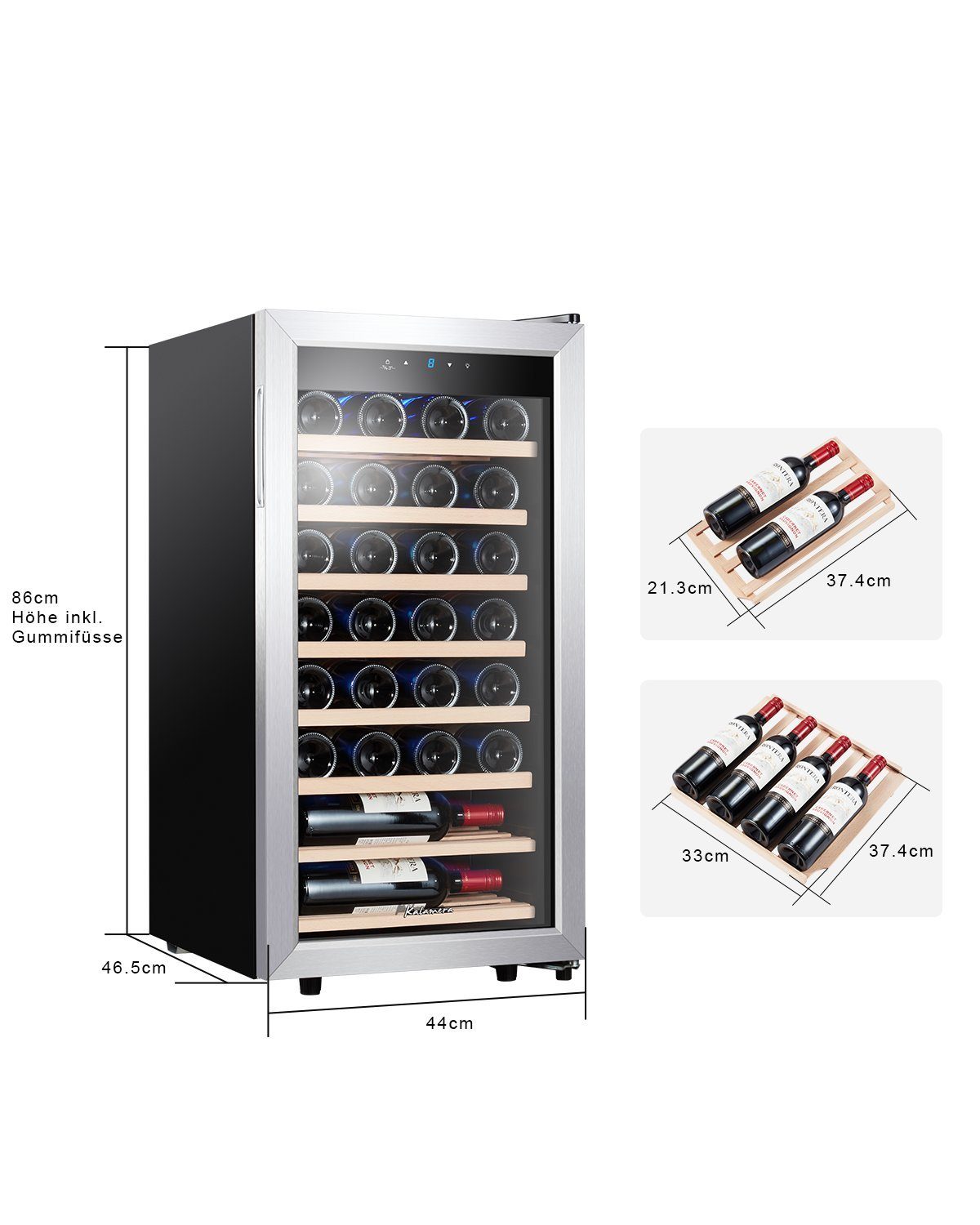 kalamera Weinkühlschrank KRC-86FCSS-W, für 28 Standardflaschen á 0,75l