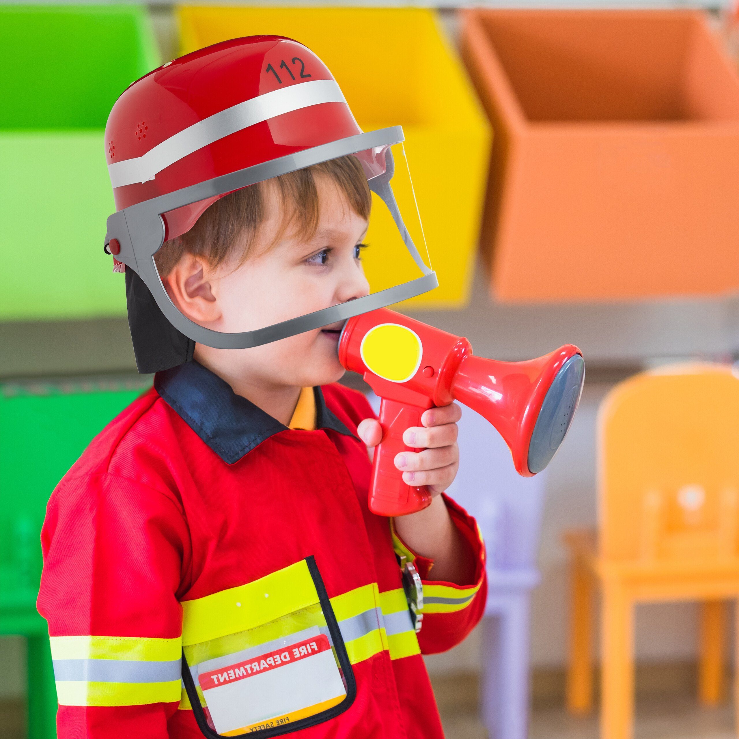relaxdays Feuerwehrhelm 2er Set Feuerwehrhelm für Kinder in Rot
