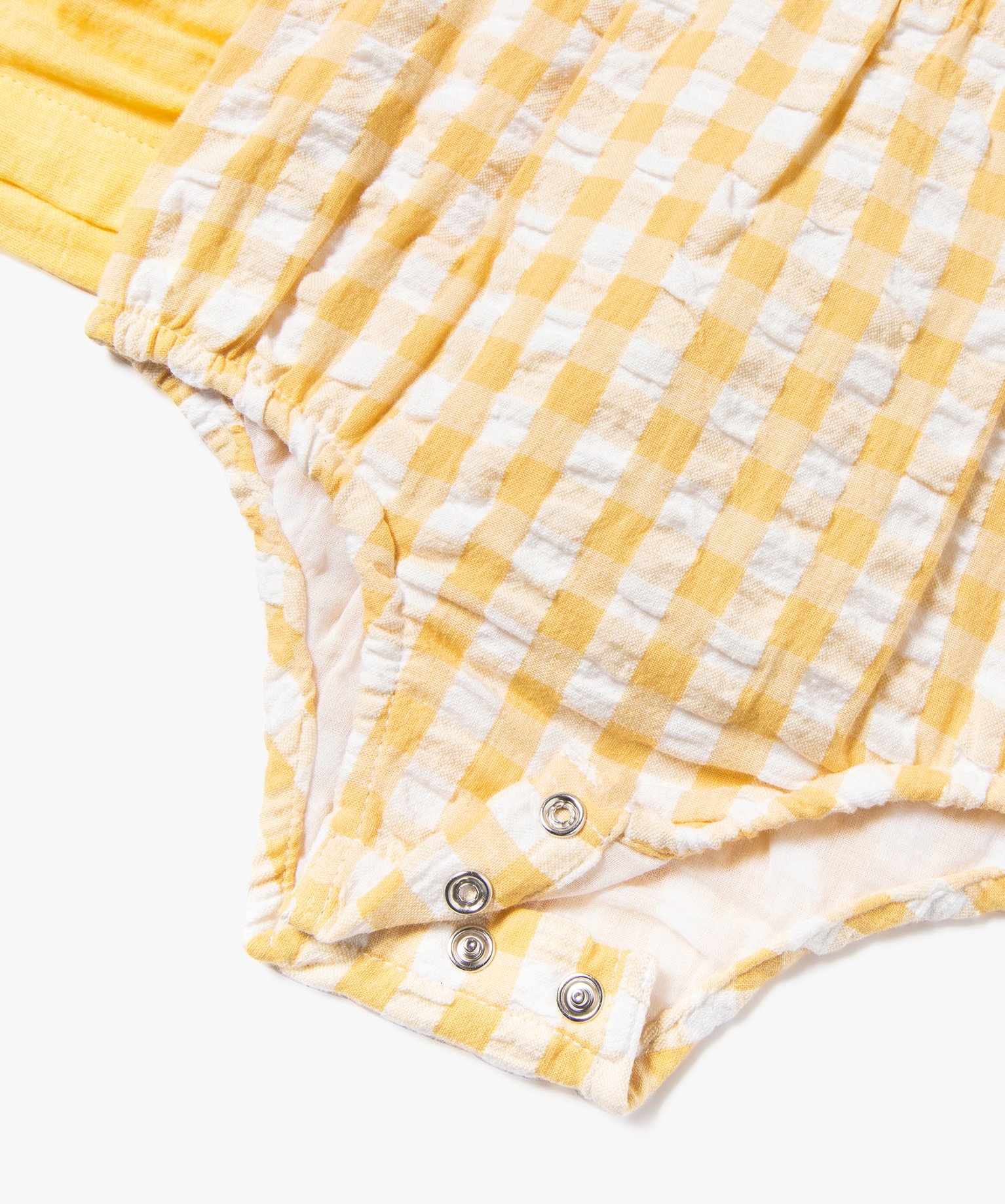 Combishort bébé à bretelles forme barboteuse à bretelles... jaune | GEMO
