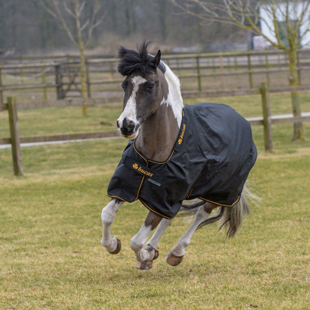 Bucas Pferde-Regendecke Bucas Irish Turnout Light 50g + Neck Set 1200D - black/gold