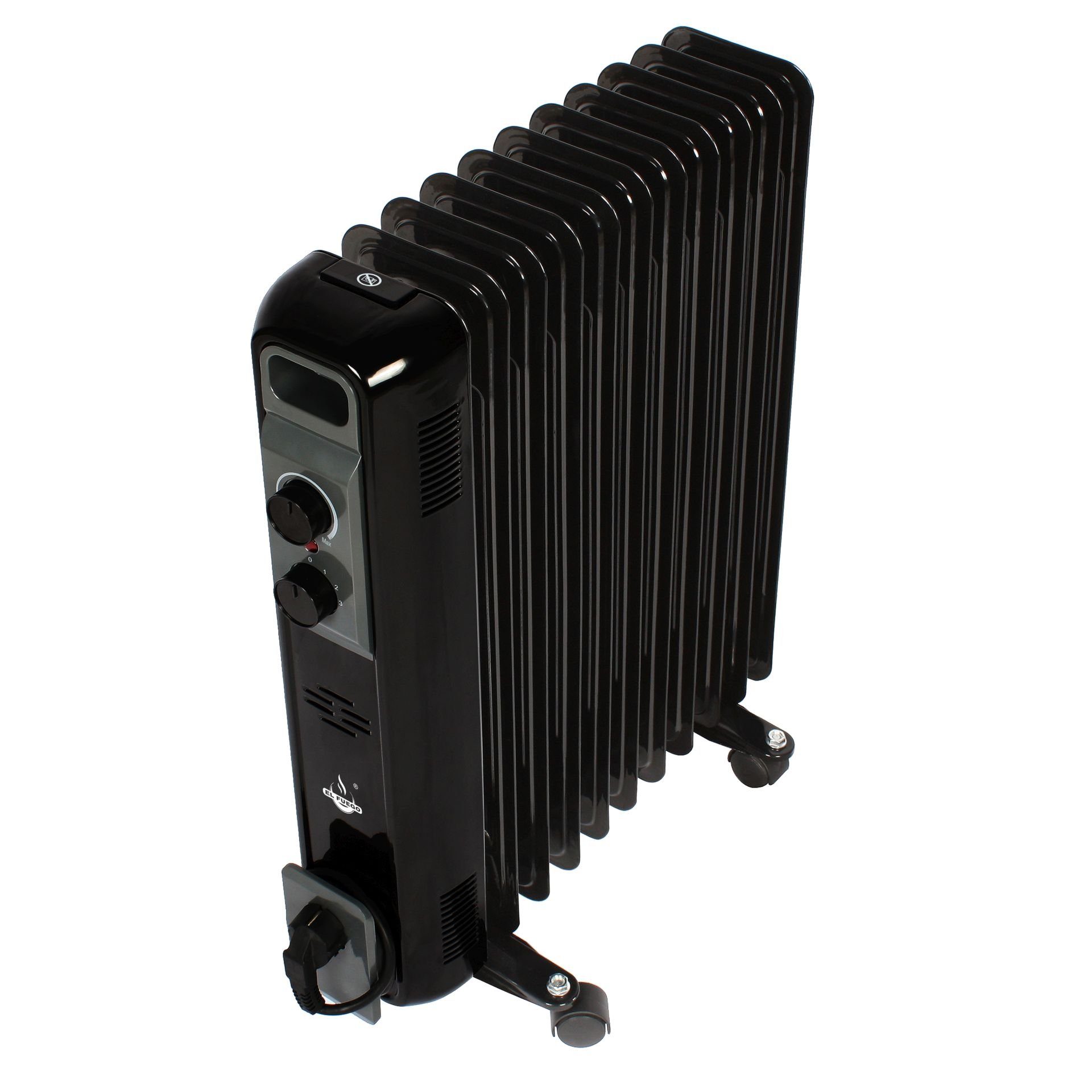 El Fuego Elektro-Heizkörper AY7044, Mobiler Ölradiator 11 Rippen, schwarz, 2500W, regelbar