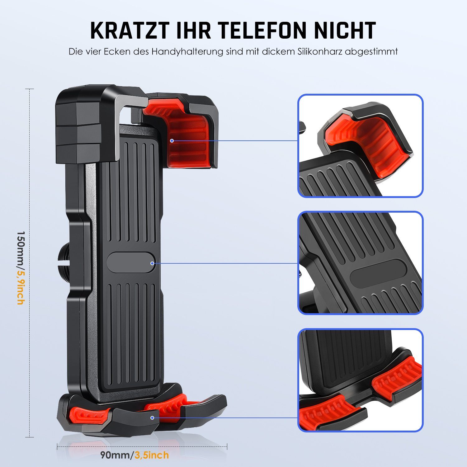 WILGOON Handyhalterung Motorrad, Universal Handyhalter Fahrrad A295 Handy-Halterung, (Anti Shock & Vibration Design 360° Drehung Handy-Halterung)