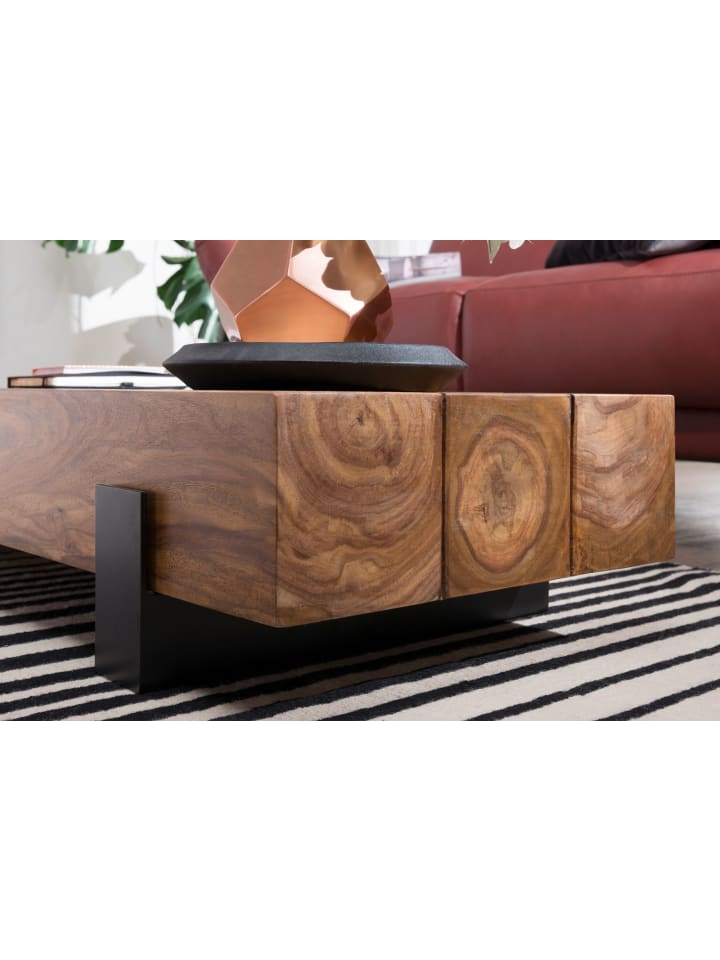 KADIMA DESIGN Couchtisch 115x22x44cm Massivholz / Metall Sofatisch, Design günstig kaufen onesize