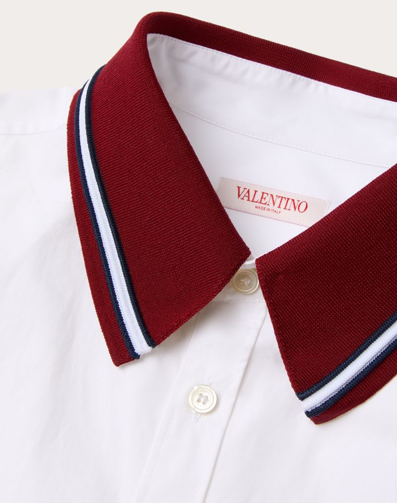 Camisa de manga comprida em popeline de algodão com bordado Valentino.