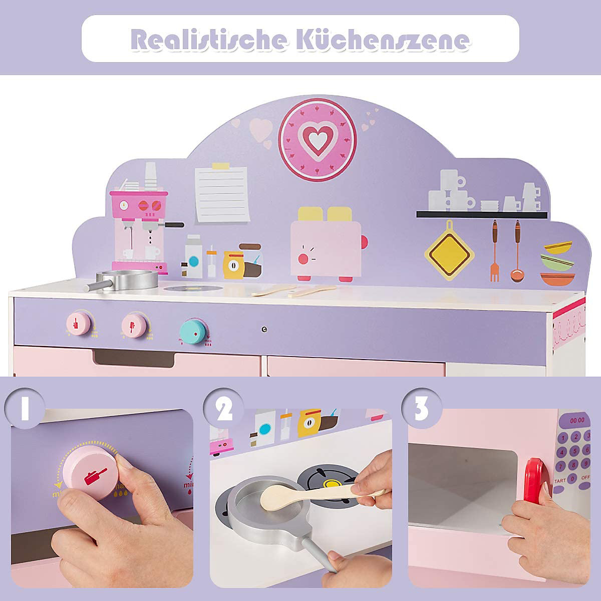 Kinderküche Spielküche doppelseitig mit Sitzgruppe