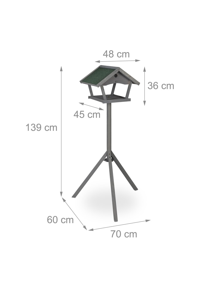 relaxdays Vogelfutterhaus in Grau/ Grün - (B)70 x (H)139 x (T)60 cm günstig kaufen onesize