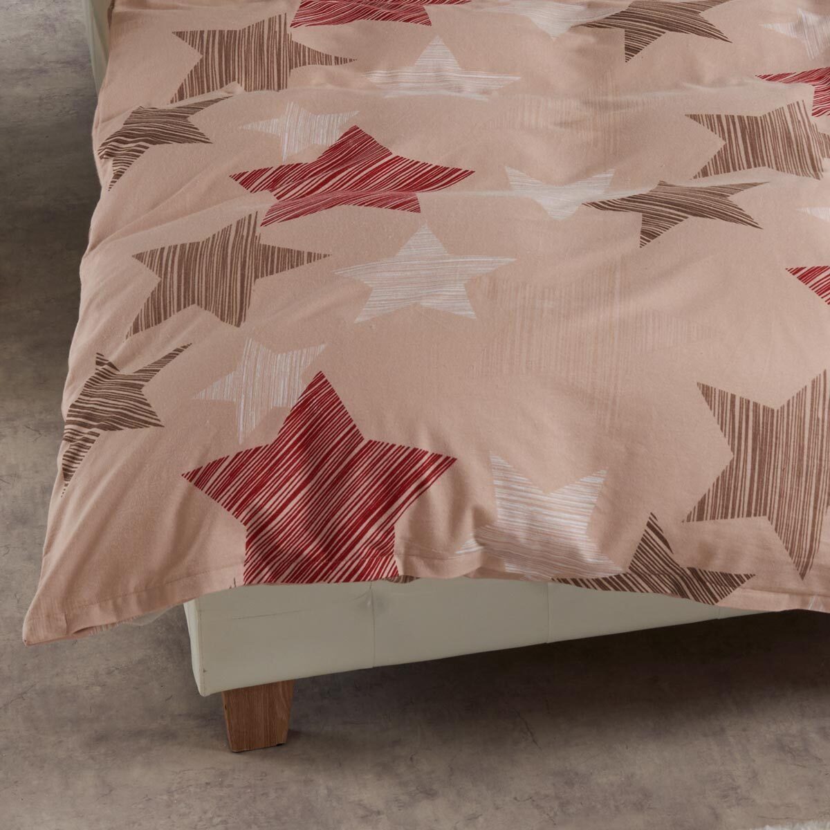 Bettwäsche Sterne beige, TRAUMSCHLAF, Biber, 3 teilig, hochwertige Biber Qualität