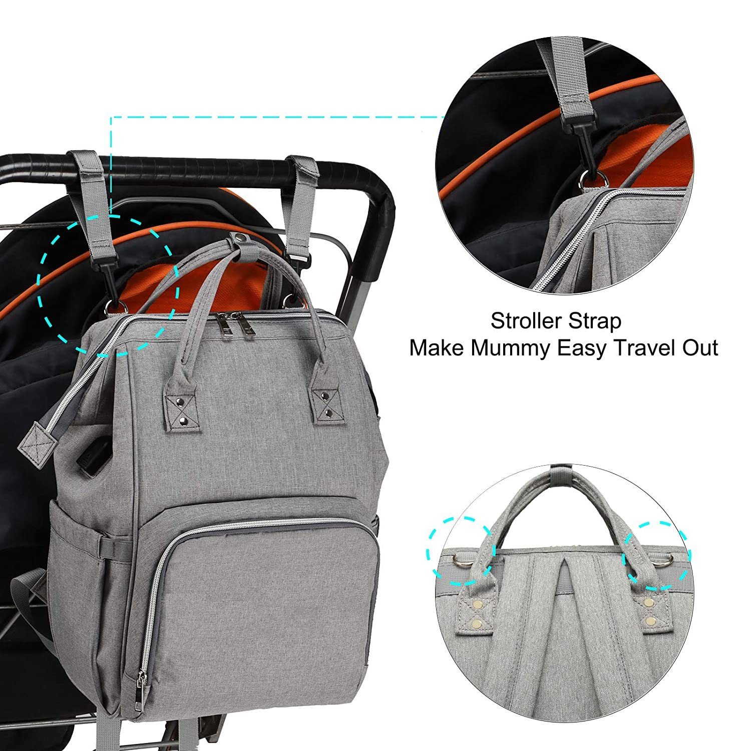 Diyarts Wickeltasche (multifunktionaler Wickelrucksack, mit USB-Ladeanschluss für unterwegs), Große Kapazität Babyrucksack Reiserucksack hochwertig und praktisch