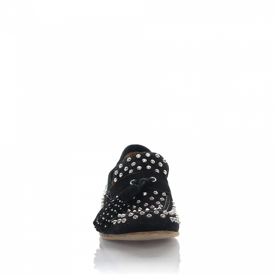 Rossano Bisconti - Slipper Bommel Nieten schwarz - schwarz