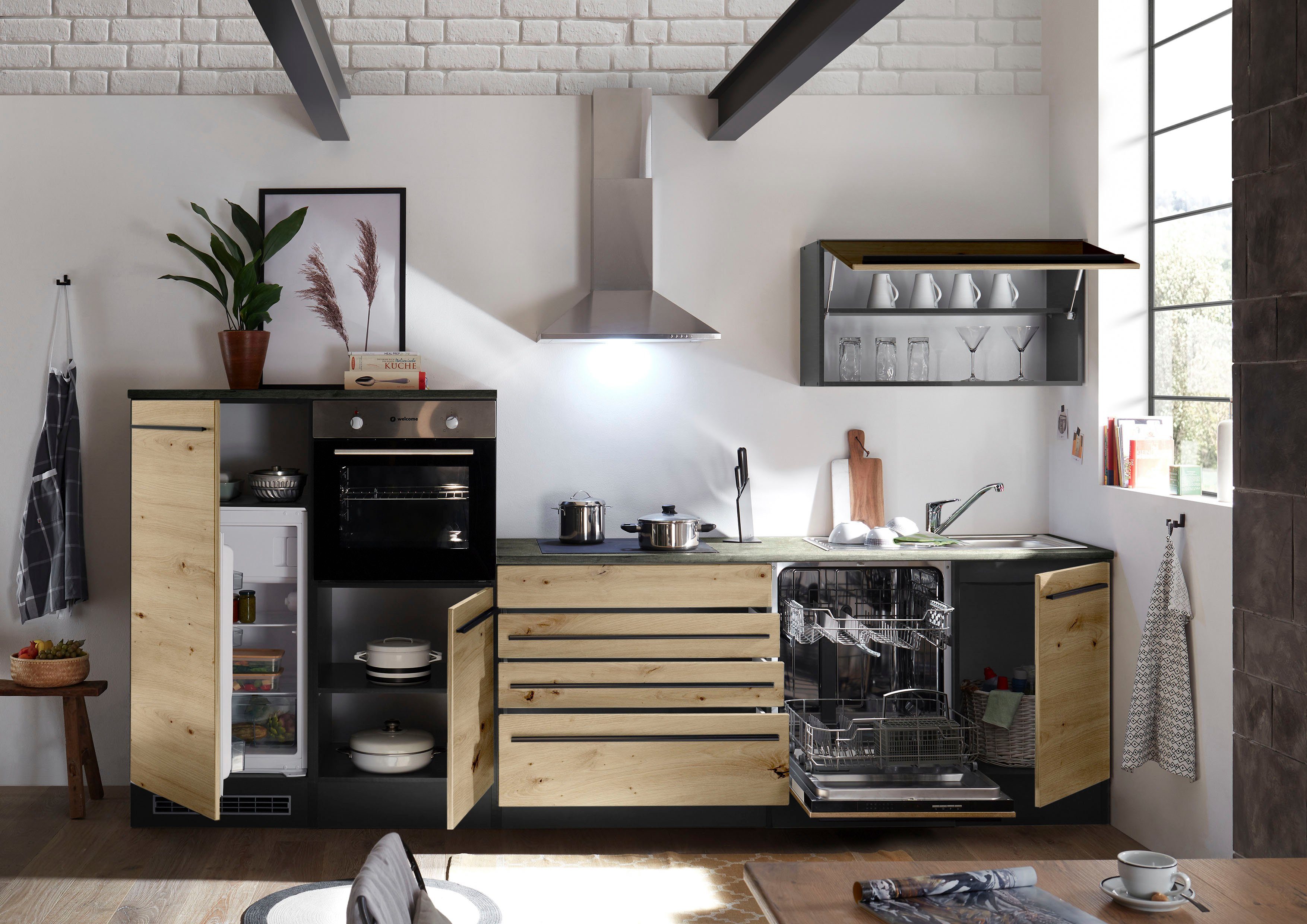 BASIC by Balculina Küchenzeile Jazz, Breite 320 cm, wahlweise mit E-Geräten