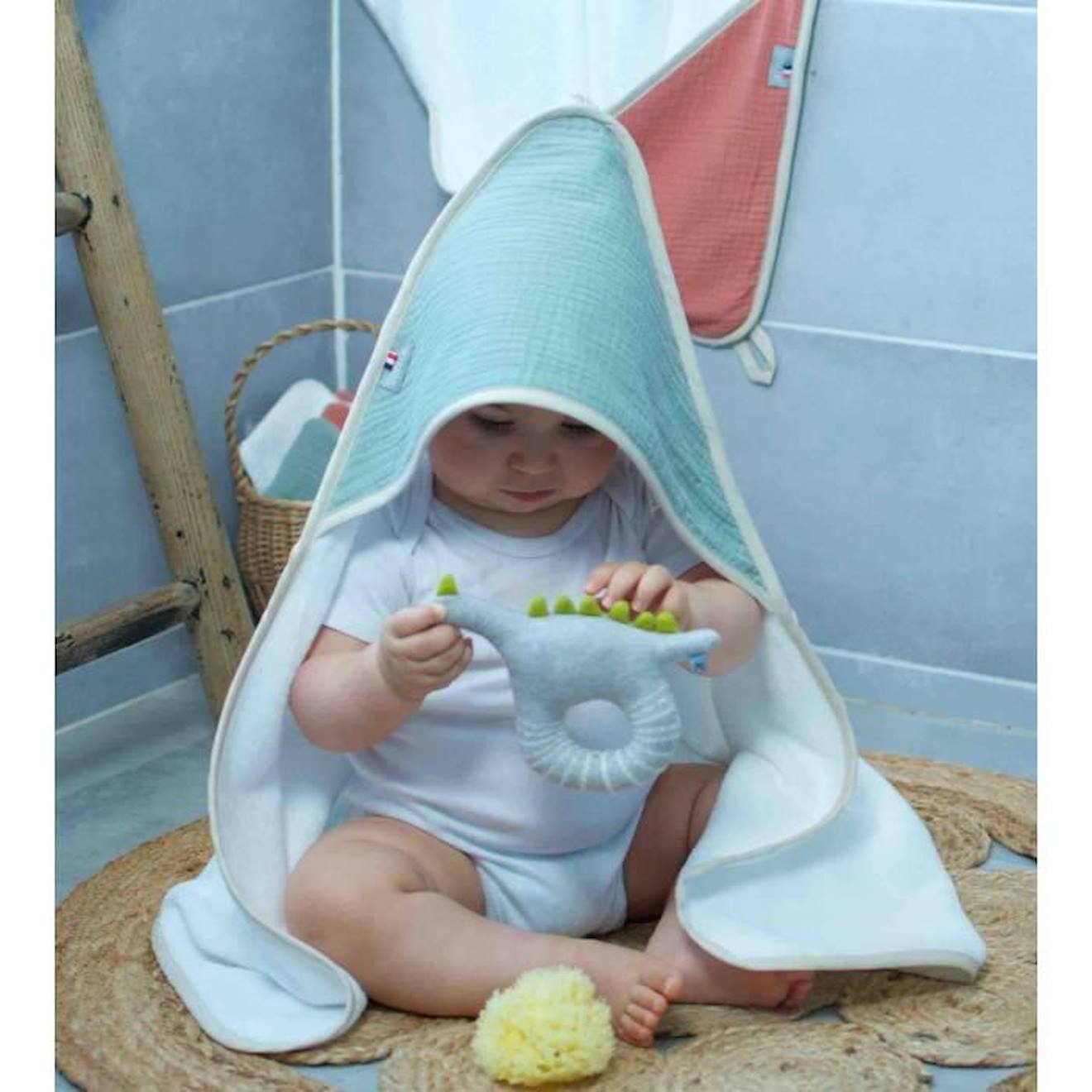 Cape de bain en gaze de coton, Jeanne Vert de gris TU Vert De Gris vert