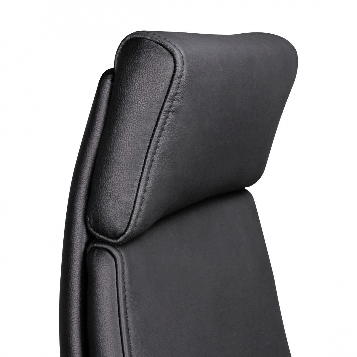 FINEBUY Schreibtischstuhl FB90362 (Echtleder Schwarz Bürostuhl Ergonomisch Kopfstütze), Schreibtischstuhl Drehbar, Drehstuhl Wippfunktion