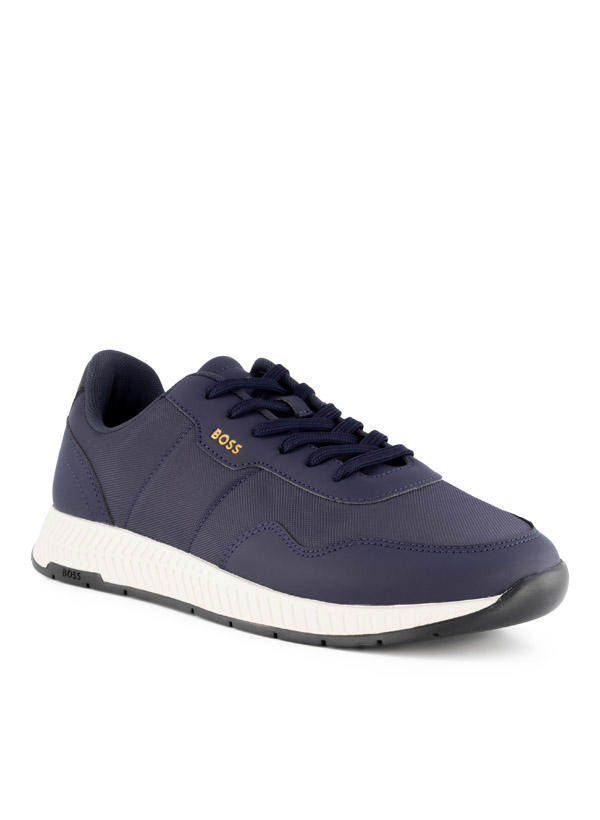 BOSS Black, Sneaker Titanium, Material-Mix, dunkelblau
