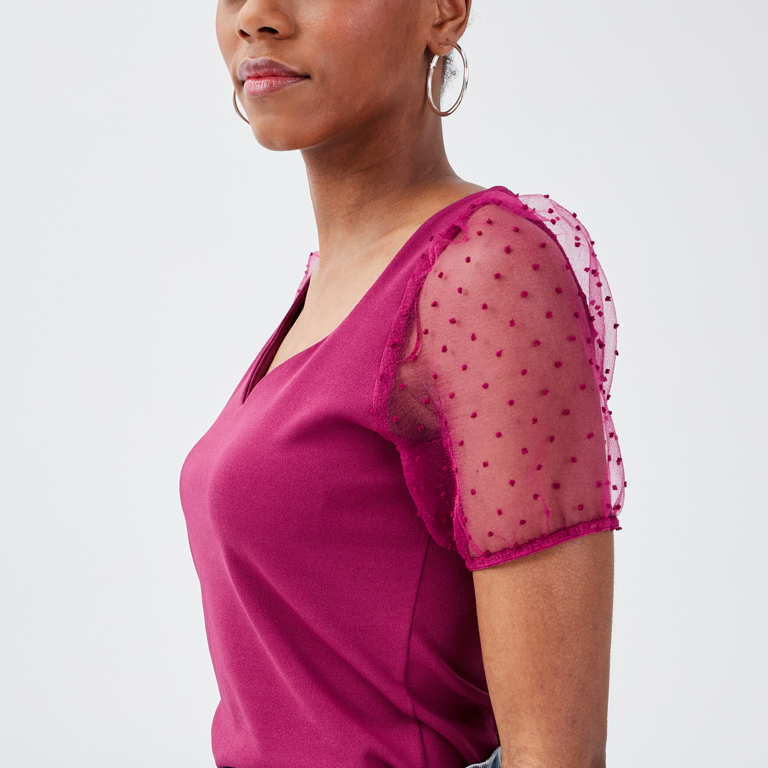 T-shirt manches courtes violet foncé femme | Cache Cache