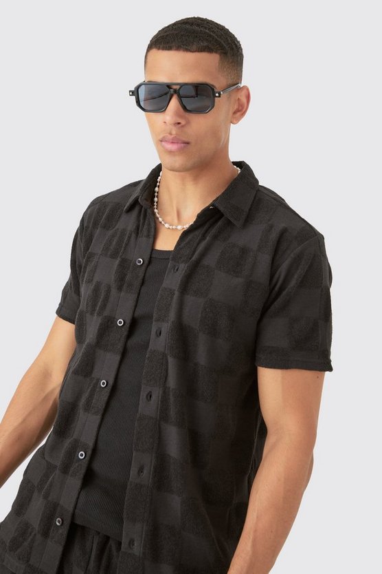 Frottee Hemd & Shorts mit Schachbrett-Print