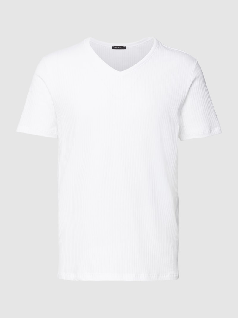 T-Shirt mit Rippenstruktur im 2er-Pack in weiß
