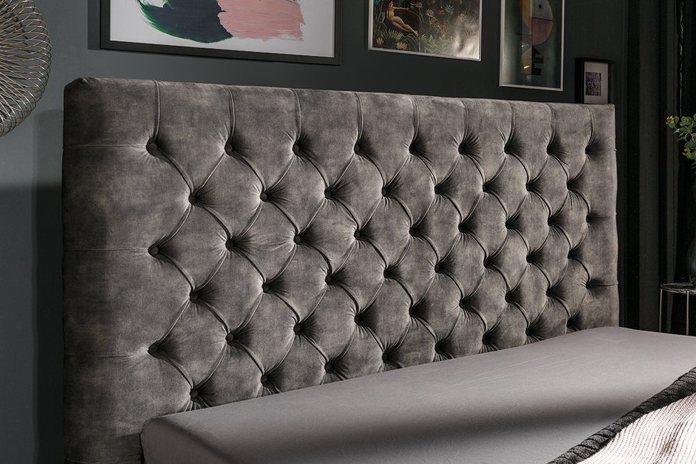 riess-ambiente Polsterbett PARIS 160x200cm grau olive (Einzelartikel, 1-tlg), Schlafzimmer · Samt · Gäste · Doppel · Queensize · Chesterfield Design