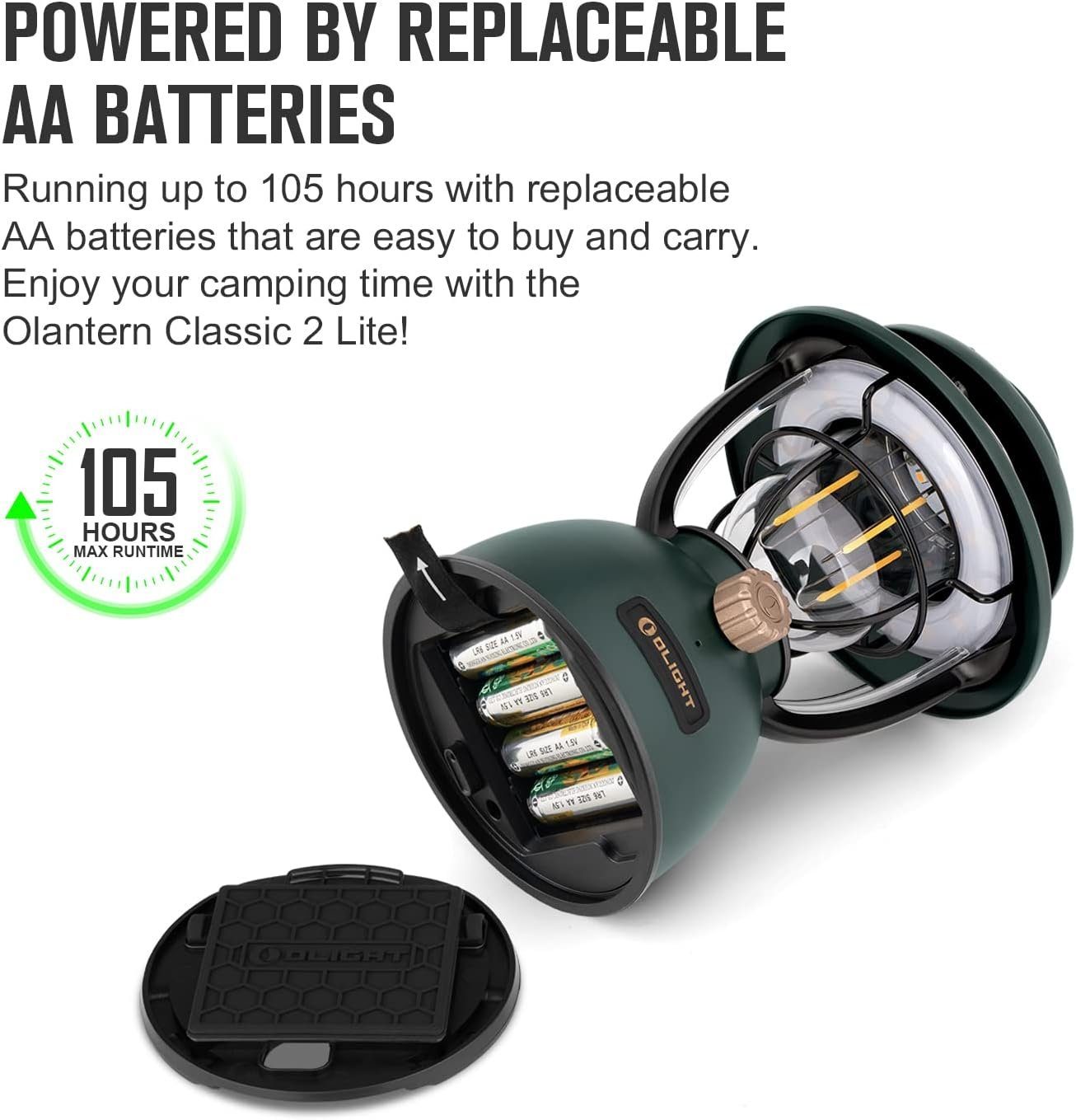 OLIGHT LED Laterne Olight Olantern Classic 2 Lite Vielseitige Klassische Laterne, LED festintegriert, Warmwaißes Licht, Tragbarer, aufhängbarer Haltegriff und Aufhängering.