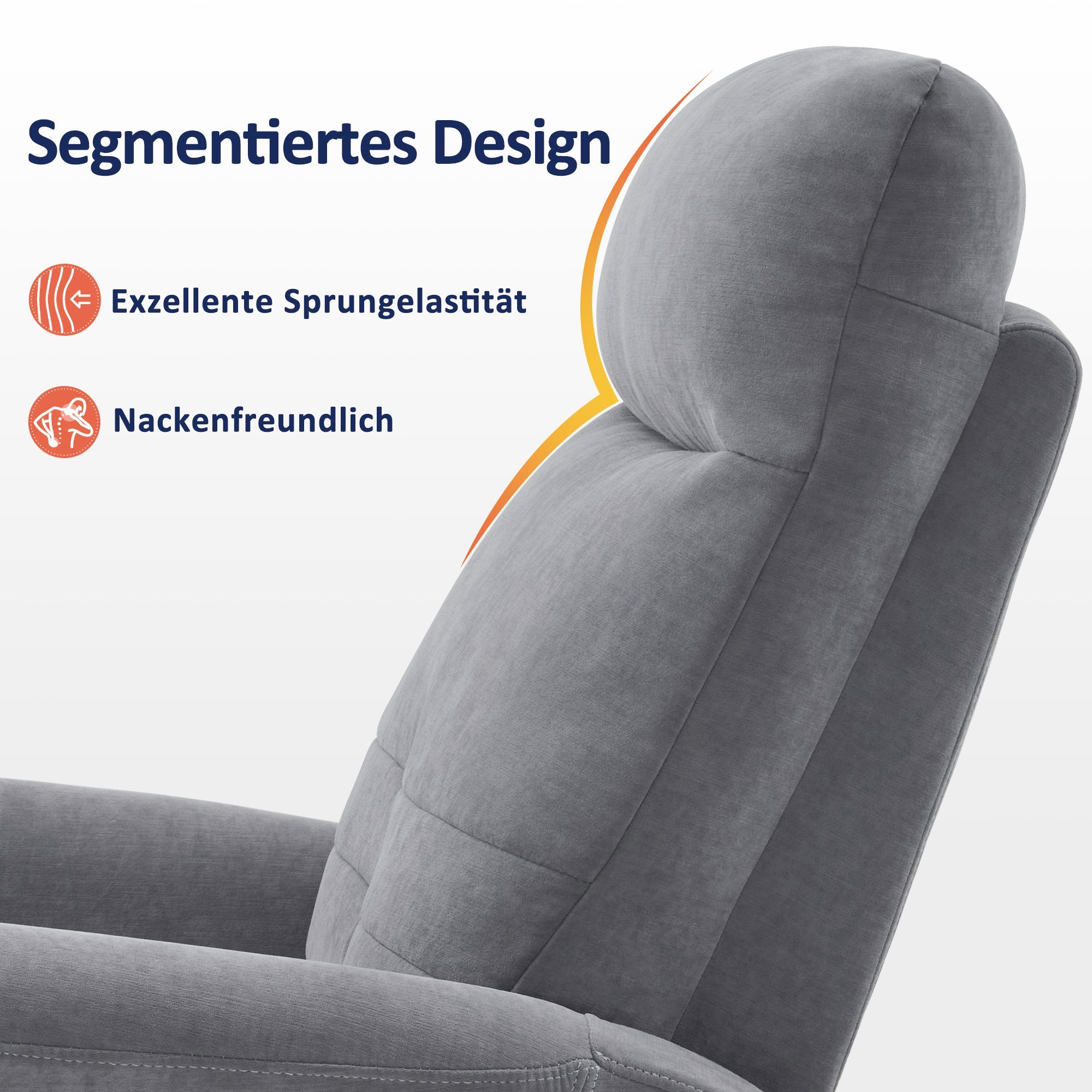 MCombo Relaxsessel M MCombo Relaxsessel Fernsehsessel mit Dreh- und Schwenkfunktion 7011, 360° Drehbar, mit Liegefunktion, Manuell