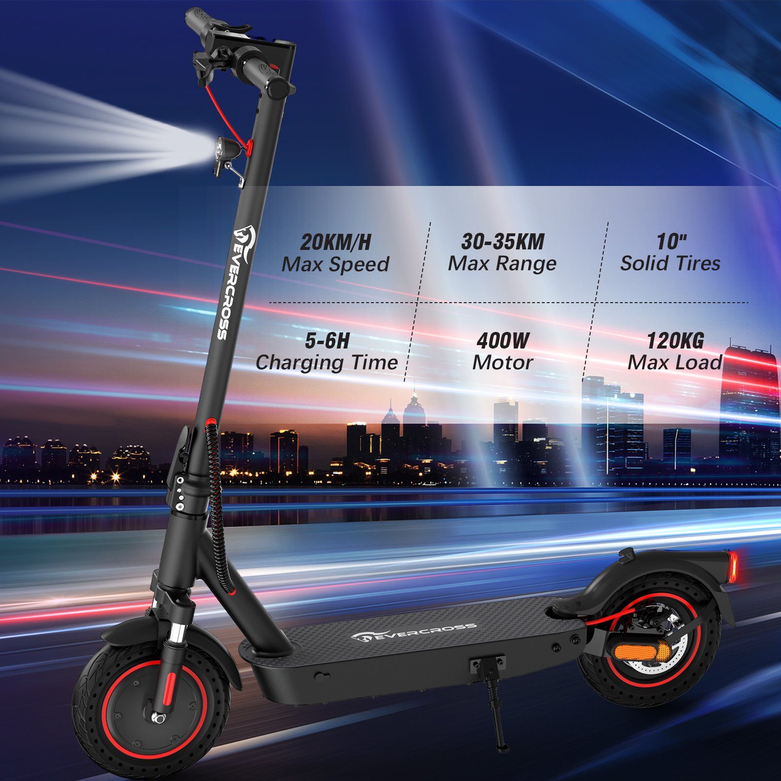 HITWAY E-Scooter 10 Zoll Klappbar E-roller 36V 10,4Ah mit Straßenzulassung und APP, 400,00 W, 20,00 km/h, APP-Sperrfunktion
