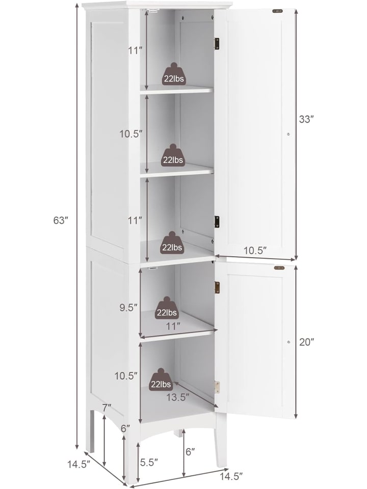 COSTWAY Badezimmerschrank in Weiß günstig kaufen 160 cm