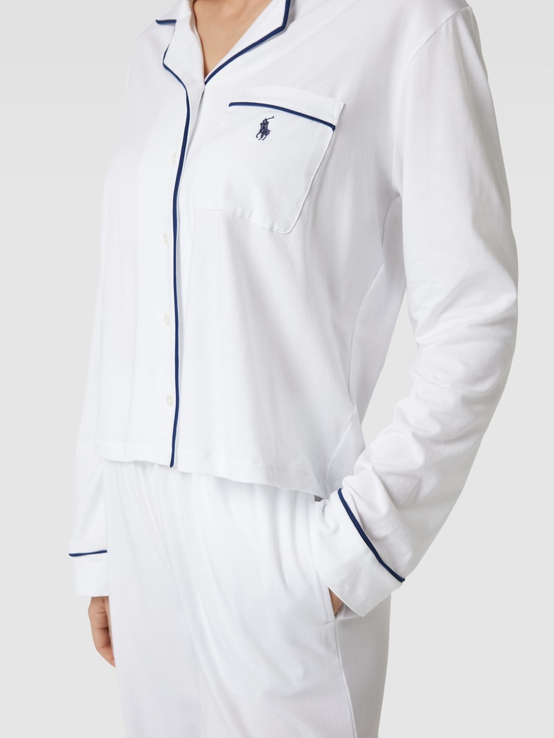 Pyjama mit Label-Stitching in weiß