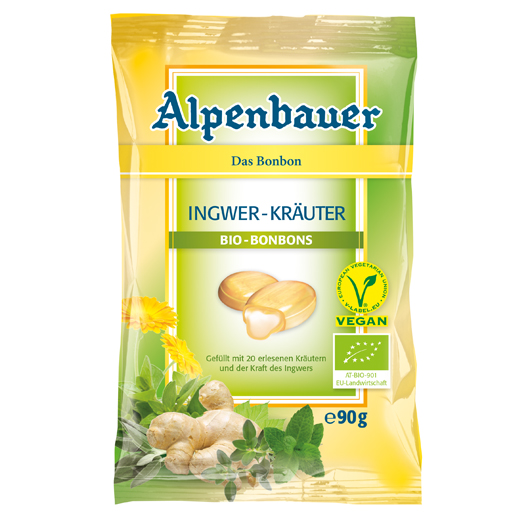ALPENBAUER Bio-Bonbons Ingwer Kräuter  90 g  Bonbons