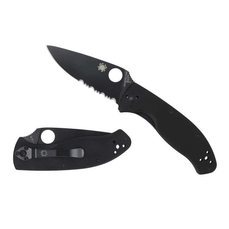 Spyderco Tenacious G-10, black blade combo edge C122GBBKPSS