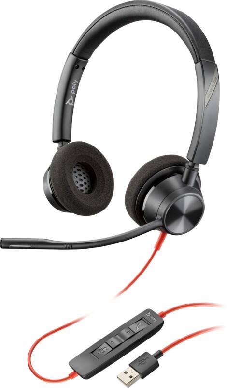 poly Blackwire Headset Ohrbügel mit Mikrofon Stereo 3320 Schwarz