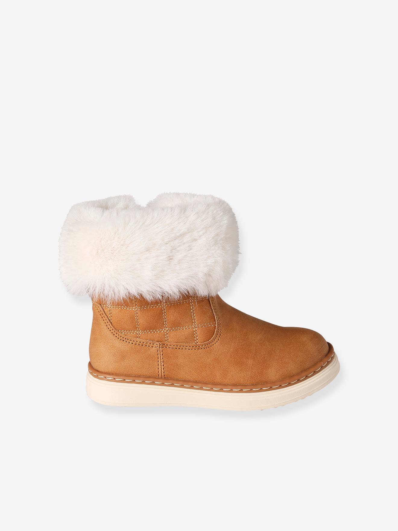 Vertbaudet Warme Mädchen Boots mit Reißverschluss - camel