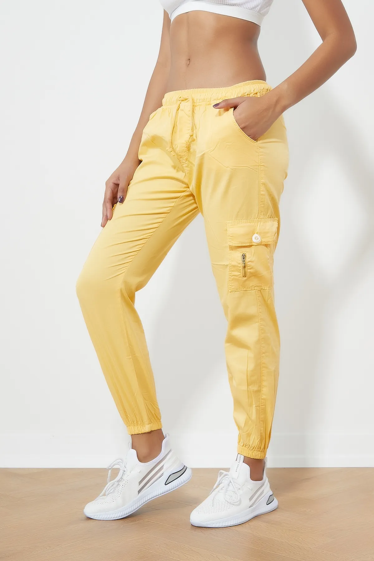 Tonny Black  Damen-Hose mit elastischem Bund, gelb, Tbg001
