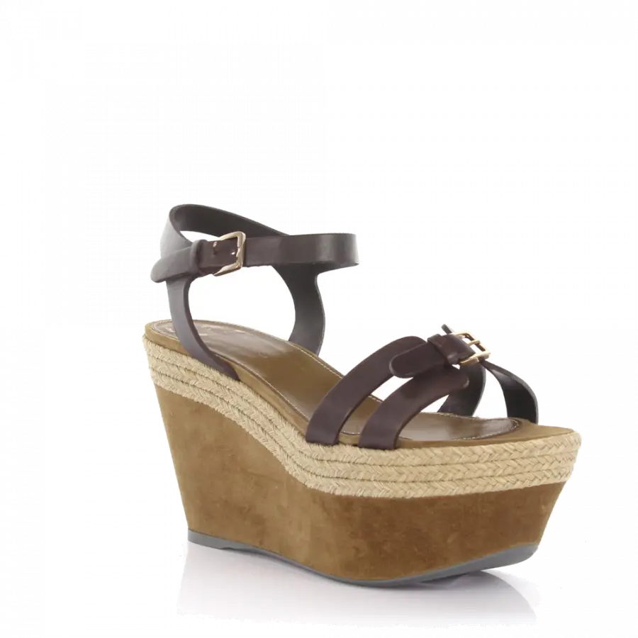 Sergio Rossi - Keilsandalen Plateau Leder braun - braun